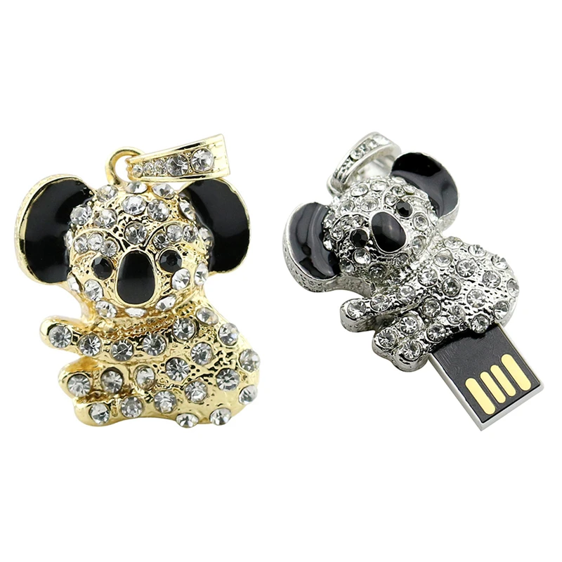 

Pen Drive Koala Metal Usb Flash Drive Thumbdrives Gift Usb Stick 8GB 32GB 16GB 4GB 64GB 128GB Pendrive Crystal Necklace U Disk