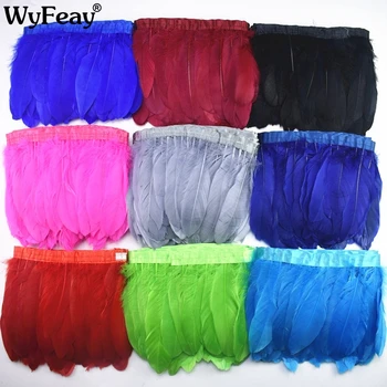 

2 Meters Natural Dyed Goose Feather Trims Geese Feather Fringes Ribbons 15-20CM 6-8" Feathers for Crafts Dress Clothing Plumas