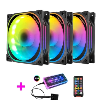 COOLMOON 120mm RGB Computer Case PC Cooling Fan Quiet Fan Blade with IR Remote New Computer Cooler RGB CPU Case Fan