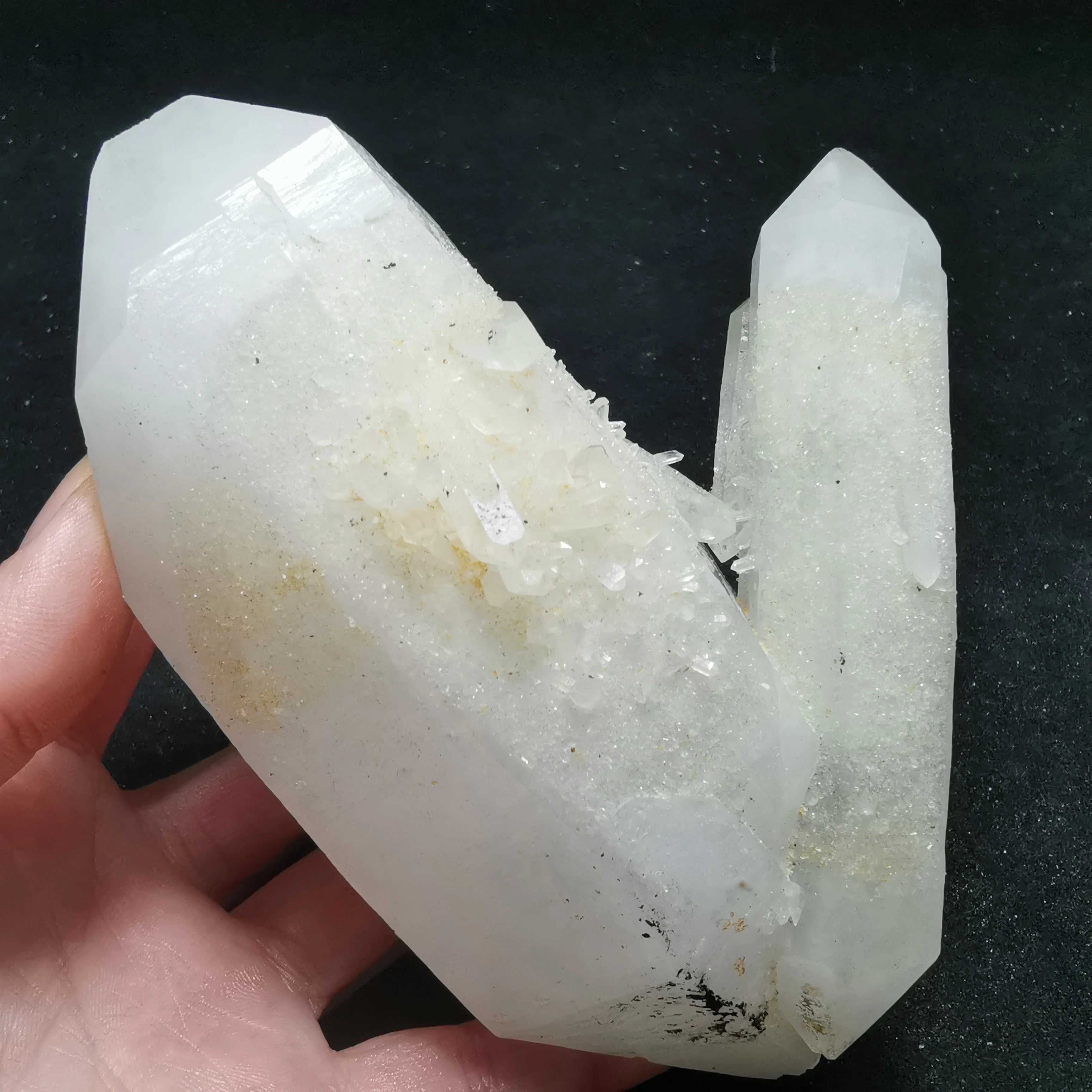 509.6g.Natural double pointed Crystal Tower quartz decorated hexagonal point geomantic aura energy healing mineral specimen
509.6g.Natural double pointed Crystal Tower quartz decorated hexagonal point geomantic aura energy healing mineral specimen