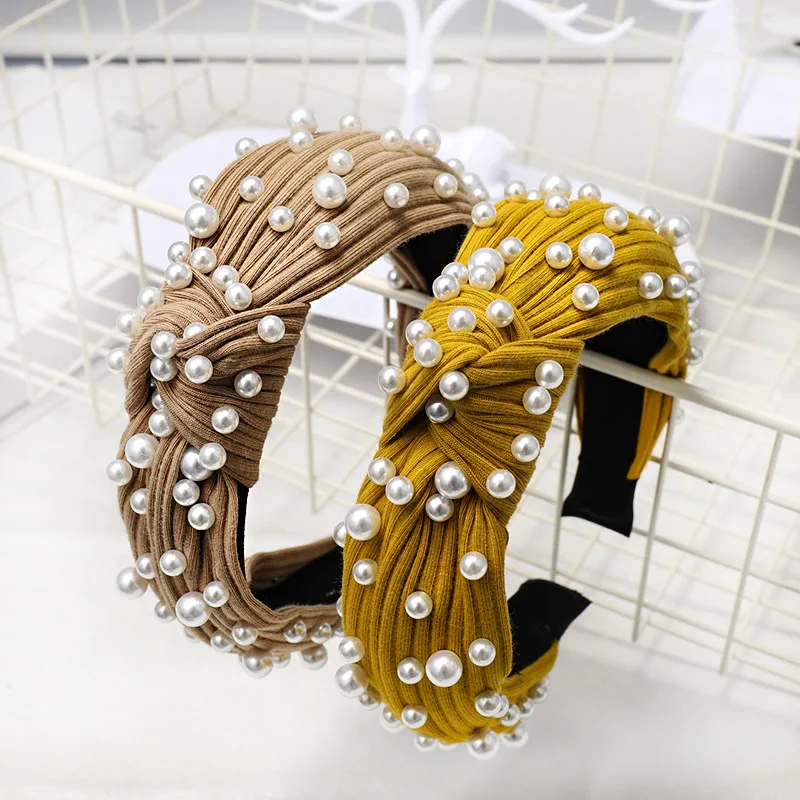 New Solid Wide Knot Pearl Headbands For Women Girls Handmade Knitted Twist Hairbands Bezel Makeup Pearl Winter Hair Accessories
New Solid Wide Knot Pearl Headbands For Women Girls Handmade Knitted Twist Hairbands Bezel Makeup Pearl Winter Hair Accessories