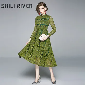 New autumn winter lace midi dress for women a line long sleeve slim casual elegant girl cute button pleated dress vintage green
New autumn winter lace midi dress for women a line long sleeve slim casual elegant girl cute button pleated dress vintage green