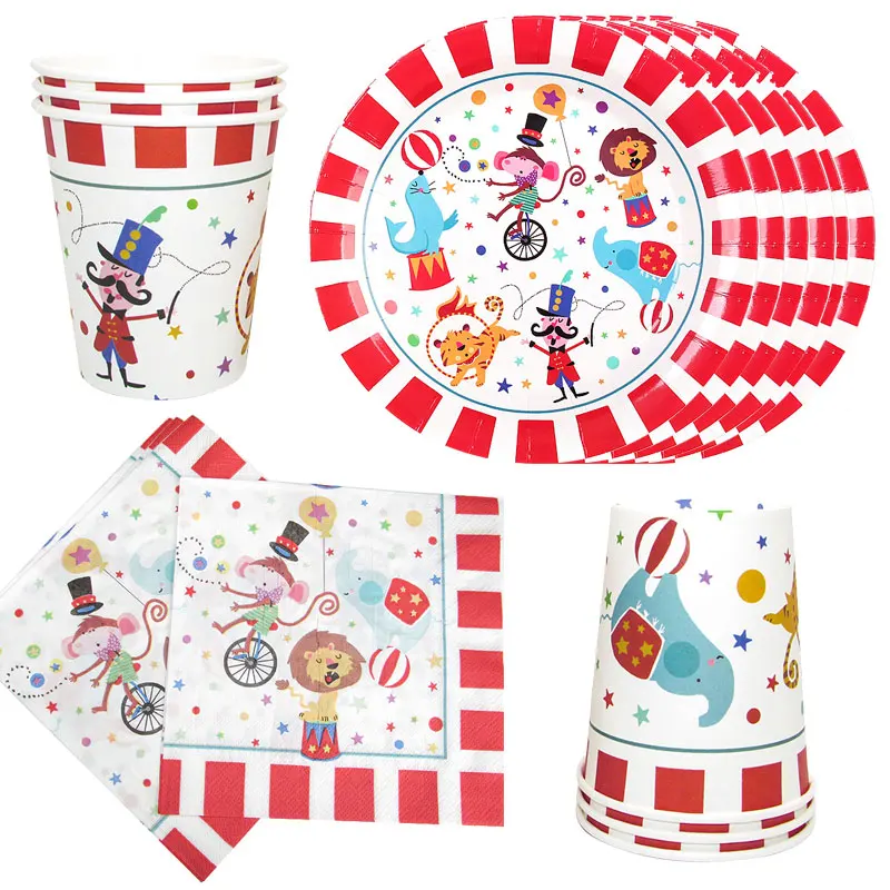 44Pcs/set Circus Party Decorations Acrobatic Animal Paper Disposable Tableware Set Kids Birthday Party Supplies for 12 person
44Pcs/set Circus Party Decorations Acrobatic Animal Paper Disposable Tableware Set Kids Birthday Party Supplies for 12 person