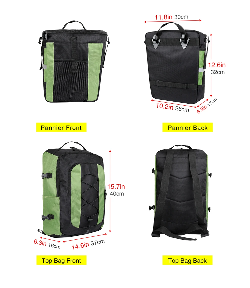 Rhinowalk 3 IN 1 Bicycle Rear Rack Seat Trunk Bag 70L MTB Road Bike Multifunctional Luggage Carrier Bag 3 Colors with Rain Cover (6)
