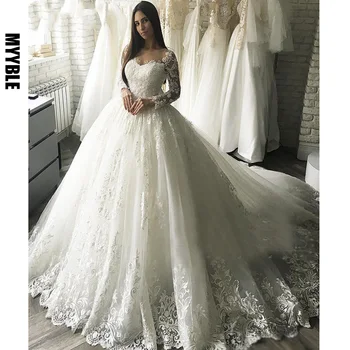 MYYBLE New Gorgesous Long Sleeves Ball Gown Lace Wedding Dresses Bridal Gown Celebrity vestido De Noiva Luxury robe de mariee
MYYBLE New Gorgesous Long Sleeves Ball Gown Lace Wedding Dresses Bridal Gown Celebrity vestido De Noiva Luxury robe de mariee