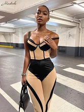 Macheda Spring 2022 Low-cut V-neck Jumpsuit Black khaki Patchwork Women's slim jumpsuit Street trend fashion women's clothing 
Macheda Spring 2022 Low-cut V-neck Jumpsuit Black khaki Patchwork Women's slim jumpsuit Street trend fashion women's clothing