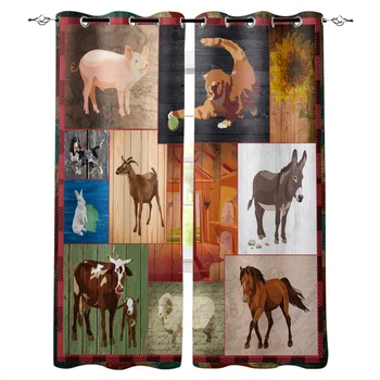 Retro Farmhouse Animal Wood Grain Printed Window Curtains Living Room Bedroom Curtains Polyester Cloth Home Decor 
Retro Farmhouse Animal Wood Grain Printed Window Curtains Living Room Bedroom Curtains Polyester Cloth Home Decor