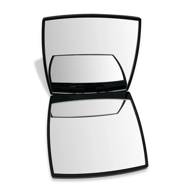 

Vanity Makeup Mirror 2-Face Folded Mini Compact Mirror Black Elegant Simple Style Small Square Travel Portable Pocket Mirror