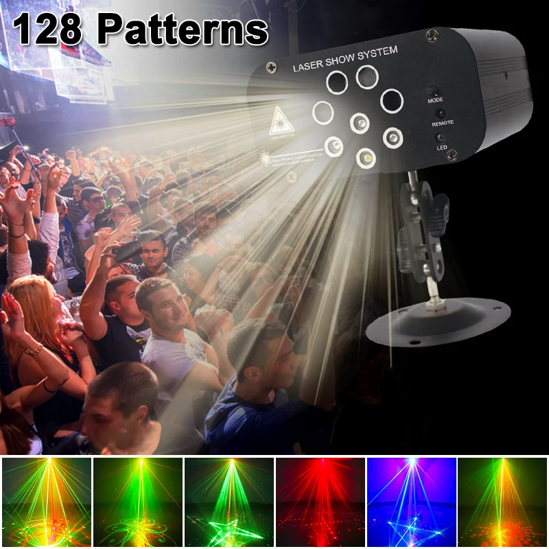 DJ Disco Projector Laser Lights RGB LED Stage Beam Lighting Music Sound Controller Strobe Lamp for KTV Club Party Bar Decoration | Лампы и