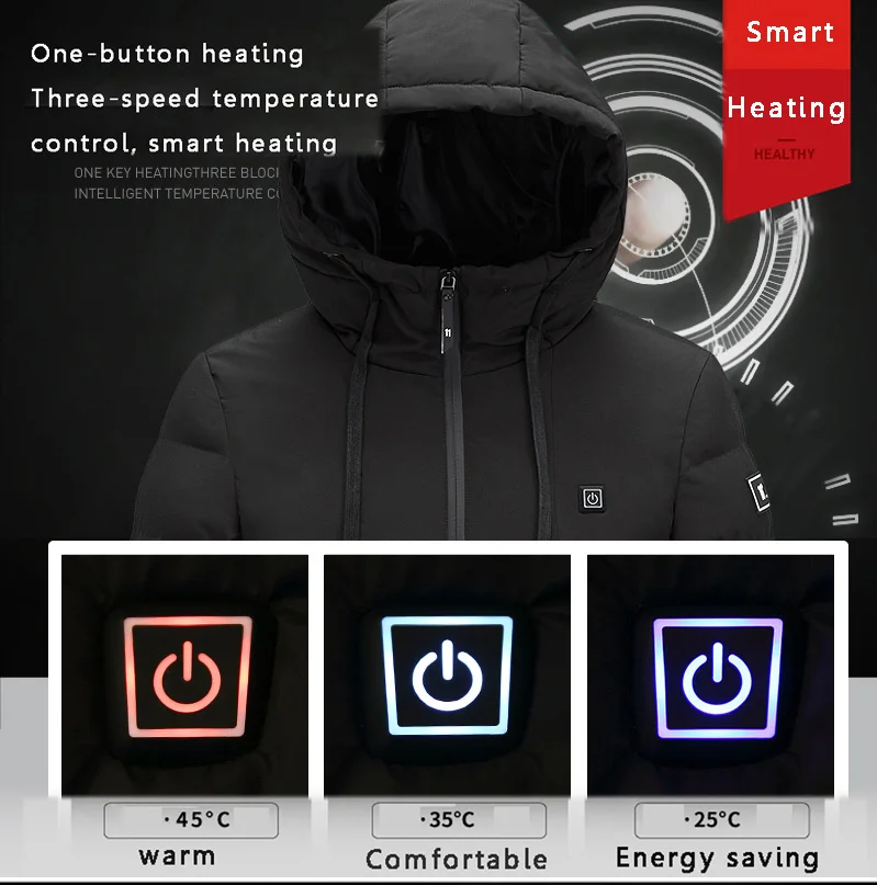A hooded jacket with high-tech functionality and a smart button, perfect for your winter wardrobe.