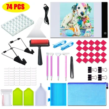 74Pcs Diamond Painting Tools and Accessories Kits - Diamond Art Board A4 LED Light Pad with Detachable Stand and Clips
74Pcs Diamond Painting Tools and Accessories Kits - Diamond Art Board A4 LED Light Pad with Detachable Stand and Clips
