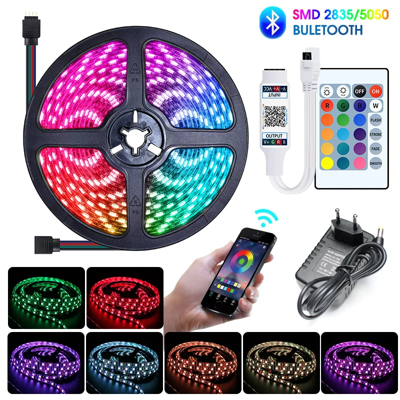 LED Strip12V Bluetooth RGB Light Strip Set SMD 2838/5050 Waterproof 5M 10M 15M Flexible Led Light Tape with Power Adapte in Home
LED Strip12V Bluetooth RGB Light Strip Set SMD 2838/5050 Waterproof 5M 10M 15M Flexible Led Light Tape with Power Adapte in Home