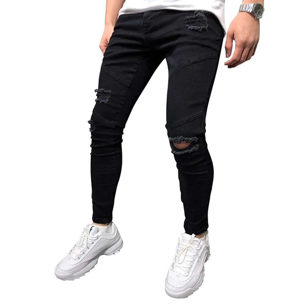 Jeans Men 2020 New High Quality Men's Black Door-front Button Zipper Ripped Slimming Hip Hop Denim Jeans for Men 
Jeans Men 2020 New High Quality Men's Black Door-front Button Zipper Ripped Slimming Hip Hop Denim Jeans for Men