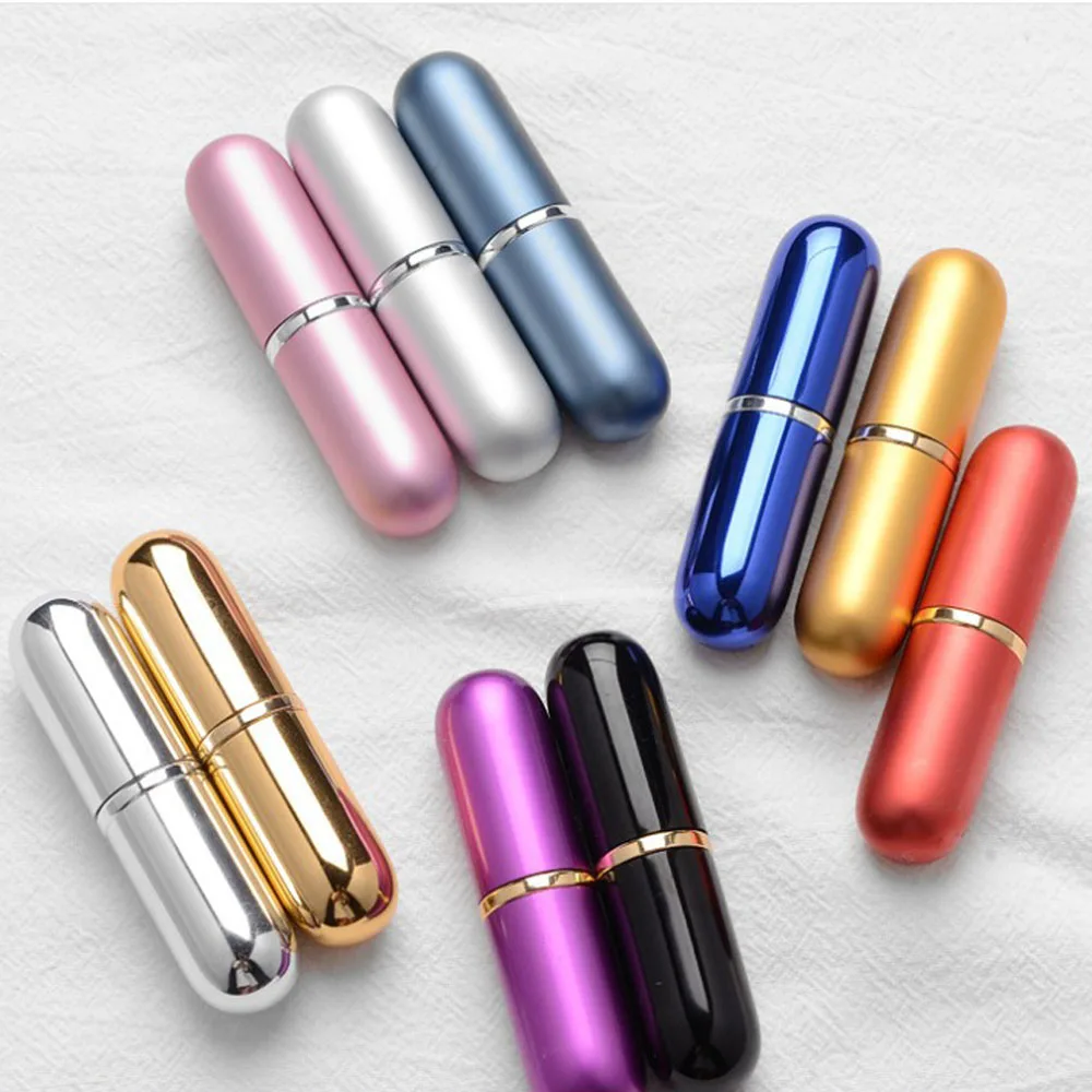 

5ML Mini Oval Portable Aluminum Refillable Perfume Bottle With Spray Empty Cosmetic Containers With Atomizer for Traveler