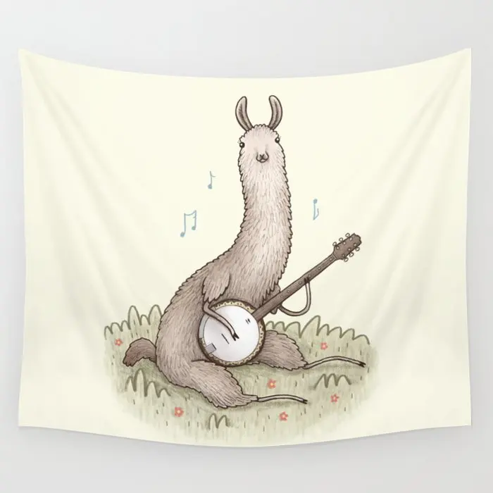 

Banjo Llama Tapestry Background Wall Covering Home Decoration Blanket Bedroom Wall Hanging Tapestries for Living Room Decor