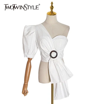 TWOTWINSTYLE Casual Irregular Shirts For Female Asymmetrical Collar Sleeveless Tunic Women's Blouses 2020 Fashion Clothing Tide
TWOTWINSTYLE Casual Irregular Shirts For Female Asymmetrical Collar Sleeveless Tunic Women's Blouses 2020 Fashion Clothing Tide