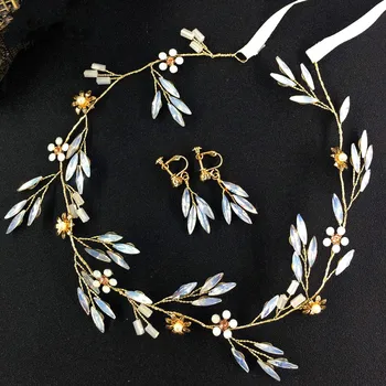 Wedding Accessories Enchanted Floral Opal Rhinestone Regal Reverse Hair Vine and Earring Set Headpiece Prom Halo Women Headpiece 
Wedding Accessories Enchanted Floral Opal Rhinestone Regal Reverse Hair Vine and Earring Set Headpiece Prom Halo Women Headpiece