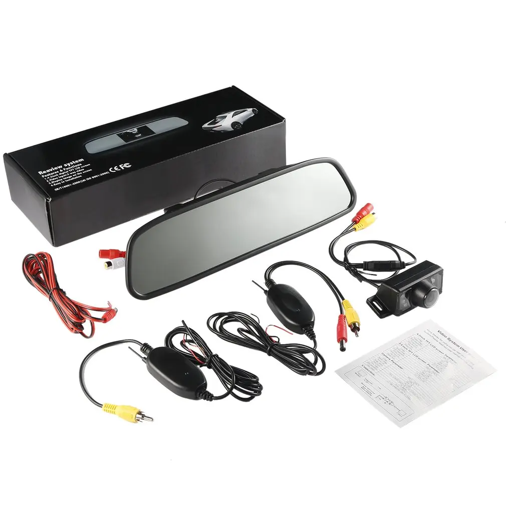 Wireless Backup Camera Kit with 4.3 LCD Rearview Mirror Monitor and 7 LED Night Vision License Plate Rear View Camera 170
Wireless Backup Camera Kit with 4.3 LCD Rearview Mirror Monitor and 7 LED Night Vision License Plate Rear View Camera 170