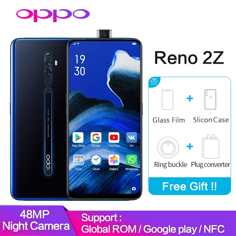 OPPO Reno2 Z 8GB 128GB Support Google Play Global ROM NFC 10x Zoom 48MP 4 Camera VOOC 3.0 Mobile phone reno 2 Z Smartphone
OPPO Reno2 Z 8GB 128GB Support Google Play Global ROM NFC 10x Zoom 48MP 4 Camera VOOC 3.0 Mobile phone reno 2 Z Smartphone
