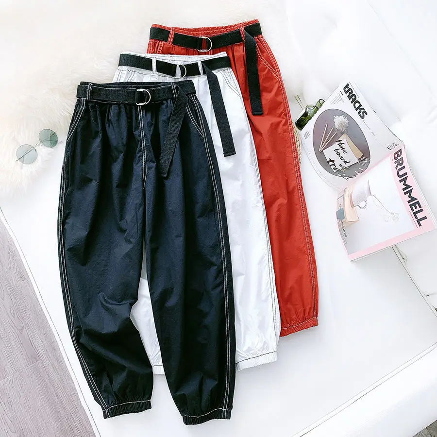 

Joggers Women Hip Hop Pants Female Autumn 2020 High-Waisted Pants Thin Capri-Pants Sweatpants Baggy Trousers Trousers Work Pants