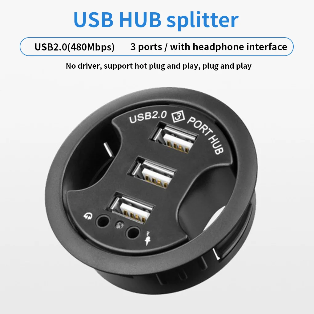 USB 2.0 Hub Office Table Grommet USB Extender Adapter Desktop Phone Charger with Headphone Mic Port
USB 2.0 Hub Office Table Grommet USB Extender Adapter Desktop Phone Charger with Headphone Mic Port