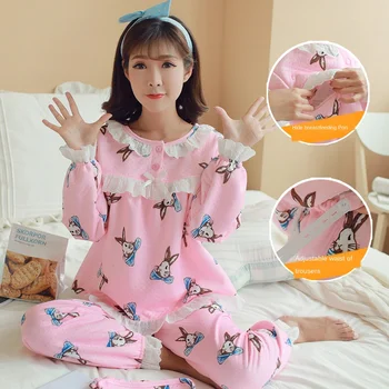 Fashion Sweet Maternity Nursing Sleepwear Autumn Winter Cotton with Lace Nightwear Clothes for Pregnant Women Pregnancy Pajamas
Fashion Sweet Maternity Nursing Sleepwear Autumn Winter Cotton with Lace Nightwear Clothes for Pregnant Women Pregnancy Pajamas