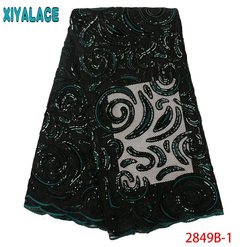 Nigerian Tulle Net Lace Fabric Mesh High Quality Sequin Velvet African Fabrics Laces for Wedding KS2849B-1 | Аксессуары для одежды