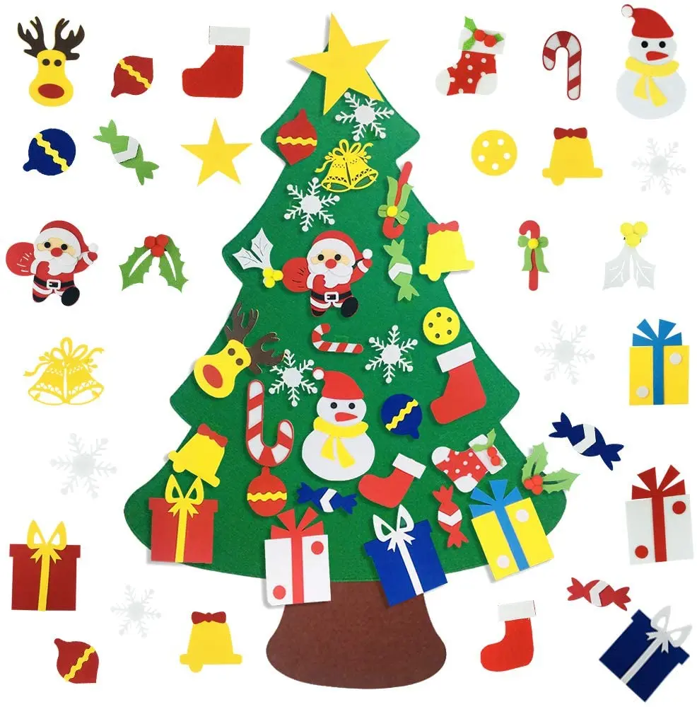 

Детская войлочная Рождественская елка, Рождественское украшение для дома, новогодние подарки 2021, рождественские украшения, Рождественская елка Санта-Клаус