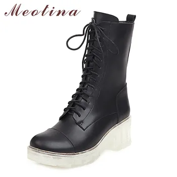 Meotina Women Mid Calf Boots Shoes Crystal Platform High Heel Motorcycle Boots Zipper Lace Up Block Heels Ladies Boots Beige 43
Meotina Women Mid Calf Boots Shoes Crystal Platform High Heel Motorcycle Boots Zipper Lace Up Block Heels Ladies Boots Beige 43