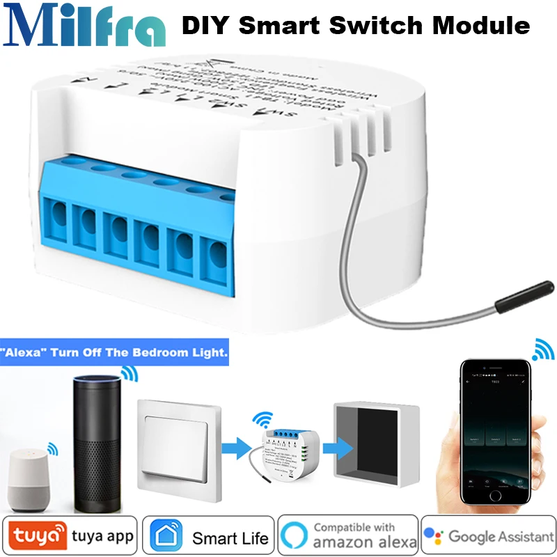 Milfra Mini DIY Remote Control Module Ordinary Switch Seconds Become Wifi Smart Light Switch for Assistant Alexa Tuya Smart Life
Milfra Mini DIY Remote Control Module Ordinary Switch Seconds Become Wifi Smart Light Switch for Assistant Alexa Tuya Smart Life