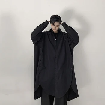 Button casual slit multi type designer design side personality medium length top loose dark long sleeve shirt men's hair
Button casual slit multi type designer design side personality medium length top loose dark long sleeve shirt men's hair
