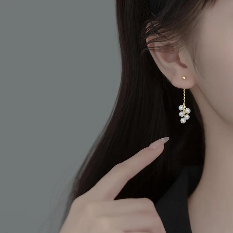 18K Gold Authentic 925 Sterling Silver Jewelry Shell Pearl &Lucky Ball Piercing ear-bone Front & Back Earrings Long C-M00395 
18K Gold Authentic 925 Sterling Silver Jewelry Shell Pearl &Lucky Ball Piercing ear-bone Front & Back Earrings Long C-M00395