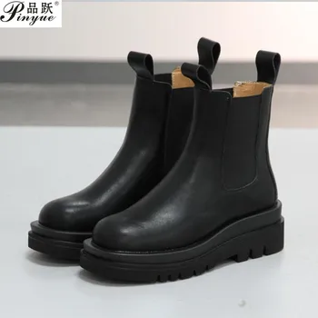 

Leather boots autumn and winter platform shoes long tube short tube Cavalier Chelsea Martin boots women shoes Ladies boot goth