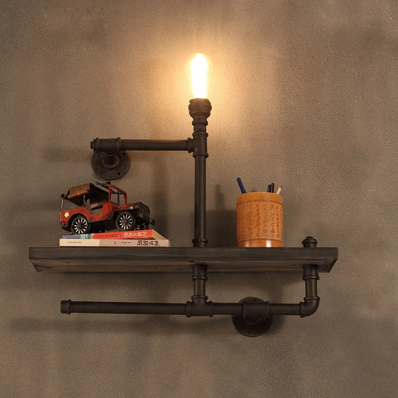 Industrial Steam Punk Water Pipe Wall Light American Loft Vintage Lamp Study Bar Study Bedside Single Shelf Wood Wall Sonce
Industrial Steam Punk Water Pipe Wall Light American Loft Vintage Lamp Study Bar Study Bedside Single Shelf Wood Wall Sonce