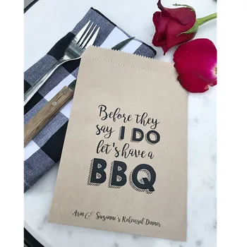 Custom Printed on Kraft Brown Rehearsal Dinner Bags! Dinner Bags Before they say I DO let's have a BBQ
Custom Printed on Kraft Brown Rehearsal Dinner Bags! Dinner Bags Before they say I DO let's have a BBQ