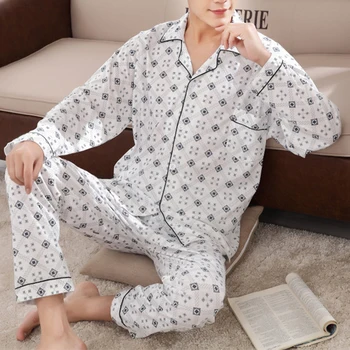 Men Pyjama Set Cotton Spring Long Sleeve Print Pajama Suits Autumn Nightwear Turndown Collar Pijama Sleepwear Male Two Piece 3XL
Men Pyjama Set Cotton Spring Long Sleeve Print Pajama Suits Autumn Nightwear Turndown Collar Pijama Sleepwear Male Two Piece 3XL