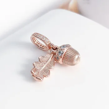 Authentic 925 Sterling Silver Charm New Rose Gold Acorn And Fallen Leaf Pendant Fit Pandora Women Bracelet &necklace Diy Jewelry
Authentic 925 Sterling Silver Charm New Rose Gold Acorn And Fallen Leaf Pendant Fit Pandora Women Bracelet &necklace Diy Jewelry