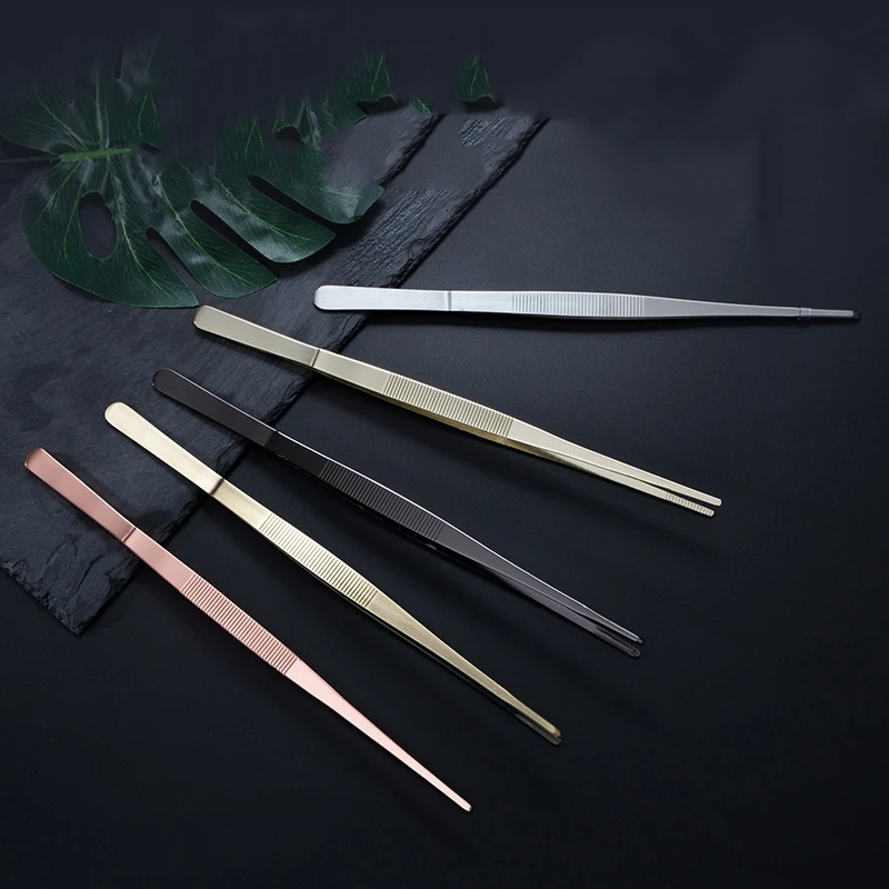 30cm Silver/Copper/Gold/Black Stainless Steel Kitchen & Bar Tweezer Food Tongs Kitchen Cooking Medical Tweezers 30cm Silver/Copper/Gold/Black Stainless Steel Kitchen & Bar Tweezer Food Tongs Kitchen Cooking Medical Tweezers