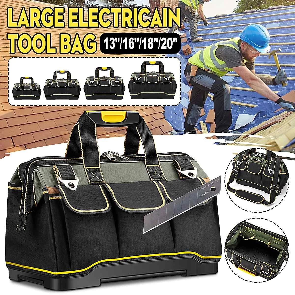 13-20 Inch Waterproof Hand Tool Bag Portable Large Capacity Storage Bag Oxford Multi-function Thickening Pocket Repair Tool Kit
13-20 Inch Waterproof Hand Tool Bag Portable Large Capacity Storage Bag Oxford Multi-function Thickening Pocket Repair Tool Kit