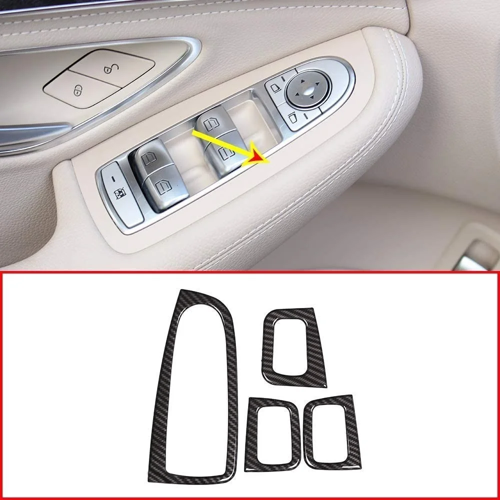 

Левый руль автомобиля углеродное волокно стиль ABS окно подъемник кнопка Крышка отделка для Mercedes Benz C Class W205 GlC X253 2015-2018