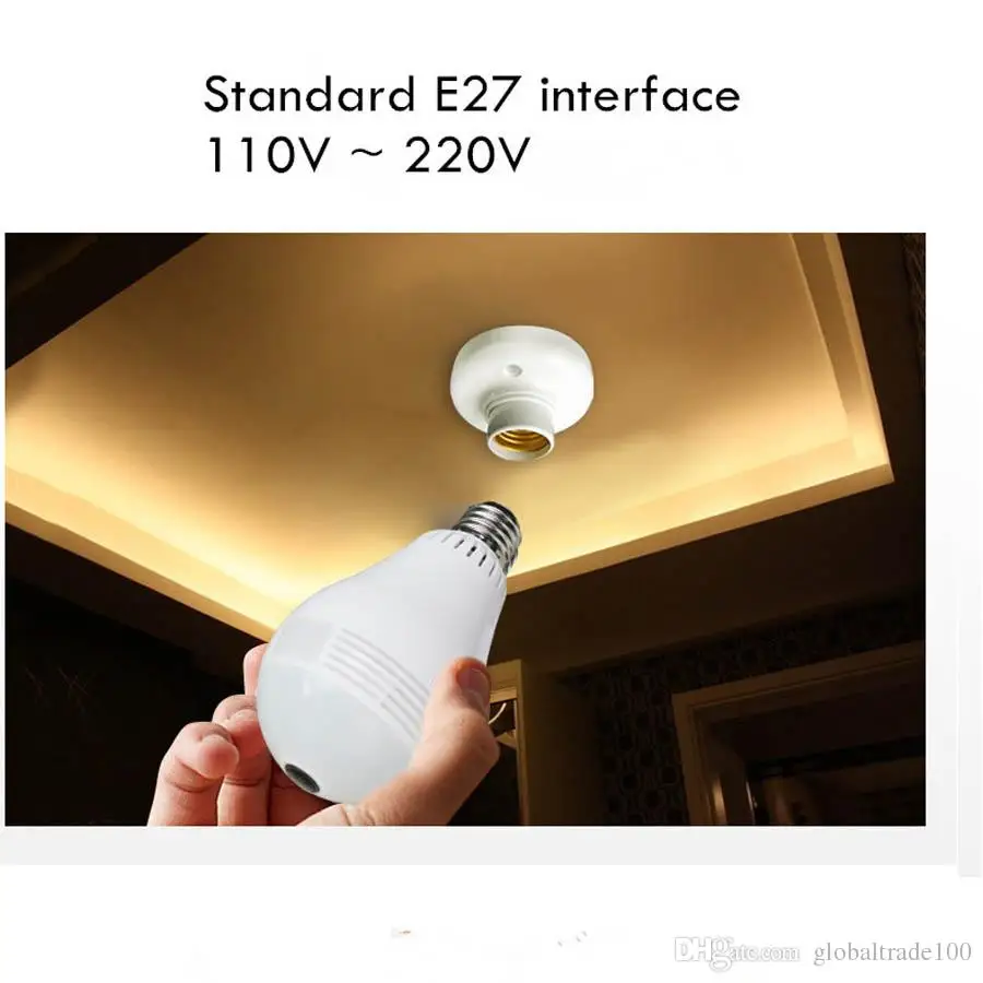 E27 Bulb Light Wireless IP Camera Wi-fi FishEye 960p 360 degree Mini CCTV Panoramic Camera 1.3MP/2.0MP Home Security System V380