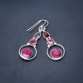 Natural Cherry Ruby and Garnet Handmade Unique 925 Sterling Silver Earrings 1.75" B2124
Natural Cherry Ruby and Garnet Handmade Unique 925 Sterling Silver Earrings 1.75" B2124