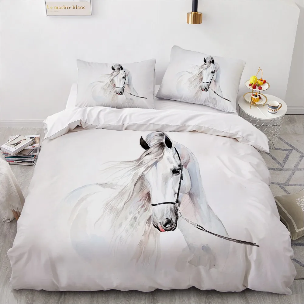 Фото Комплект постельного белья с рисунком лошади пододеяльник 3D дизайном на заказ