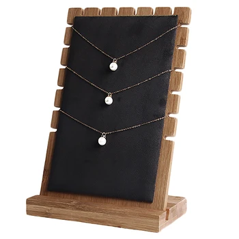 Bamboo Jewelry Pendant Necklace Display Holder Rack Organizer Storage Case Black Flannel 
Bamboo Jewelry Pendant Necklace Display Holder Rack Organizer Storage Case Black Flannel