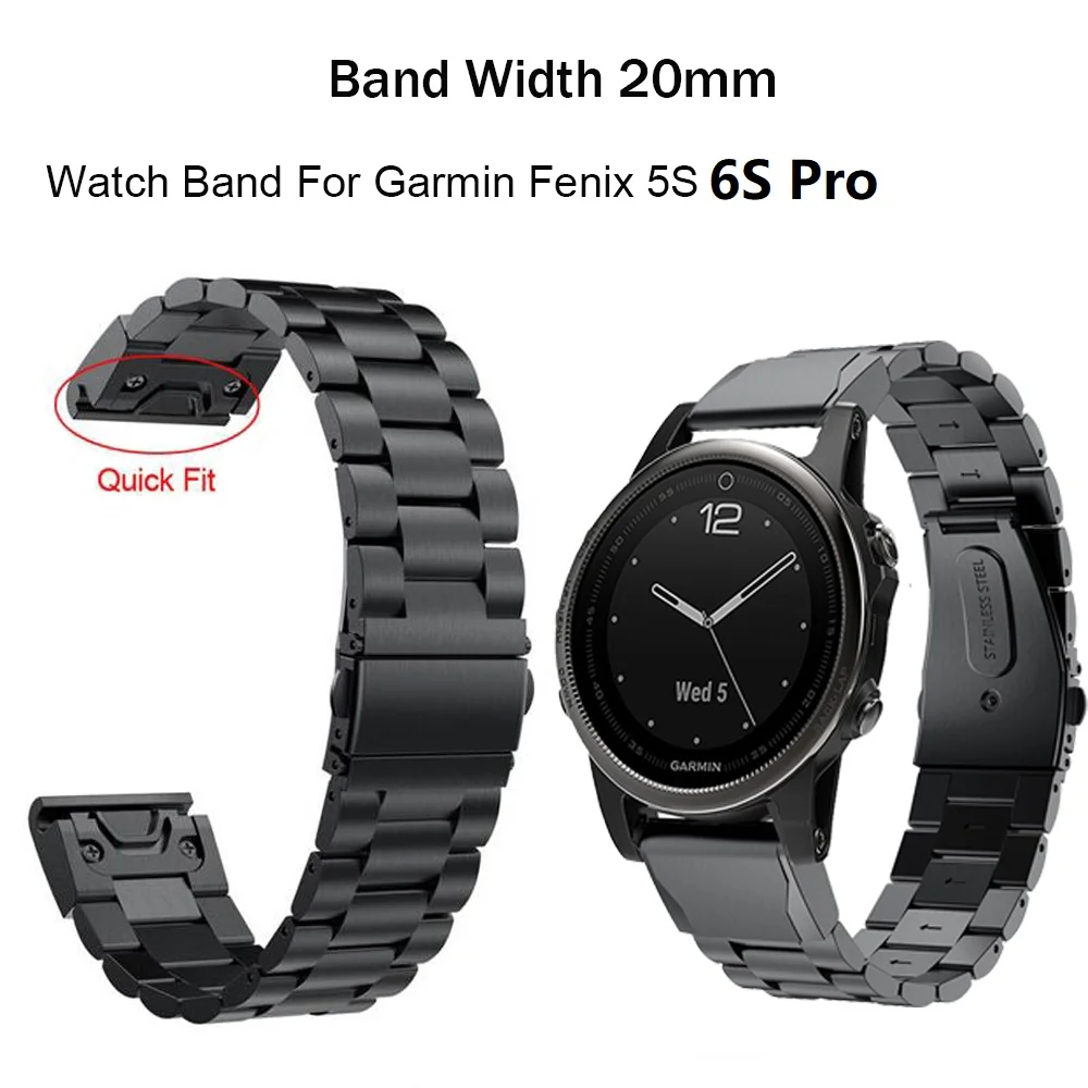 Металлический ремешок для часов Garmin Fenix 6S 6X 6 сменный Браслет из нержавеющей стали