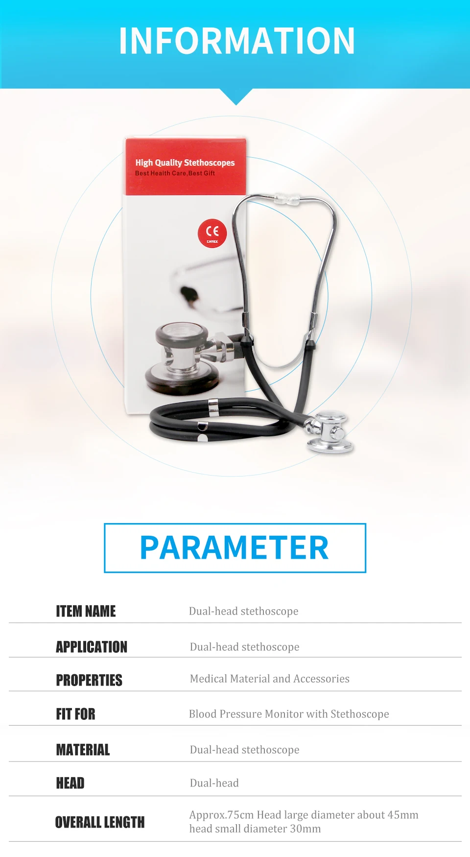 Generic Double Tube Stethoscope Professional Doctors Nurse Medical