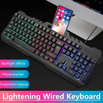 Wired LED Gaming Mechanical Keyboard With Backlight Phone Holder Illuminated Ergonomic for Office Home Desktop PC Computer Gamer
Wired LED Gaming Mechanical Keyboard With Backlight Phone Holder Illuminated Ergonomic for Office Home Desktop PC Computer Gamer