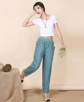 Women Linen Pocket Harem Pants Elastic Waist Loose Casual Pants Plus Size 4XL Thin Trousers
Women Linen Pocket Harem Pants Elastic Waist Loose Casual Pants Plus Size 4XL Thin Trousers