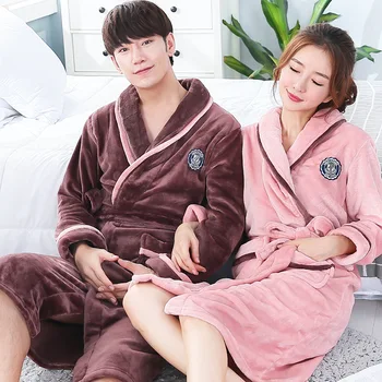 Coral Fleece Lovers Robe Kimono Gown Flannel Sleepwear Winter Thicken Warm Nightwear Homewear Casual Soft Bathrobe Negligee
Coral Fleece Lovers Robe Kimono Gown Flannel Sleepwear Winter Thicken Warm Nightwear Homewear Casual Soft Bathrobe Negligee