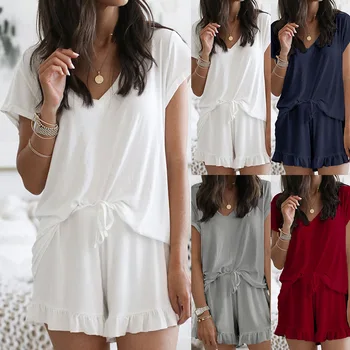 2020 Casual Daily Womens Solid Color Short Pajamas Set Short Sleeve Tops and Shorts Homewear Set Loungewear Nightwear Sleepwear
2020 Casual Daily Womens Solid Color Short Pajamas Set Short Sleeve Tops and Shorts Homewear Set Loungewear Nightwear Sleepwear